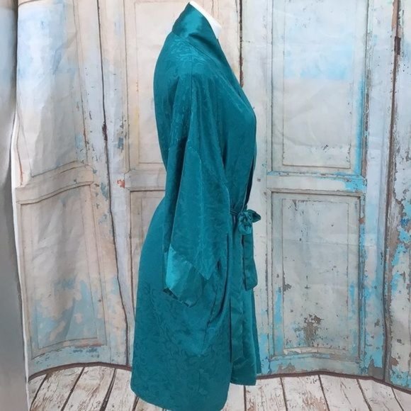 Victoria Secret Womans Gold Label Teal Robe OS Vintage - Picture 3 of 8